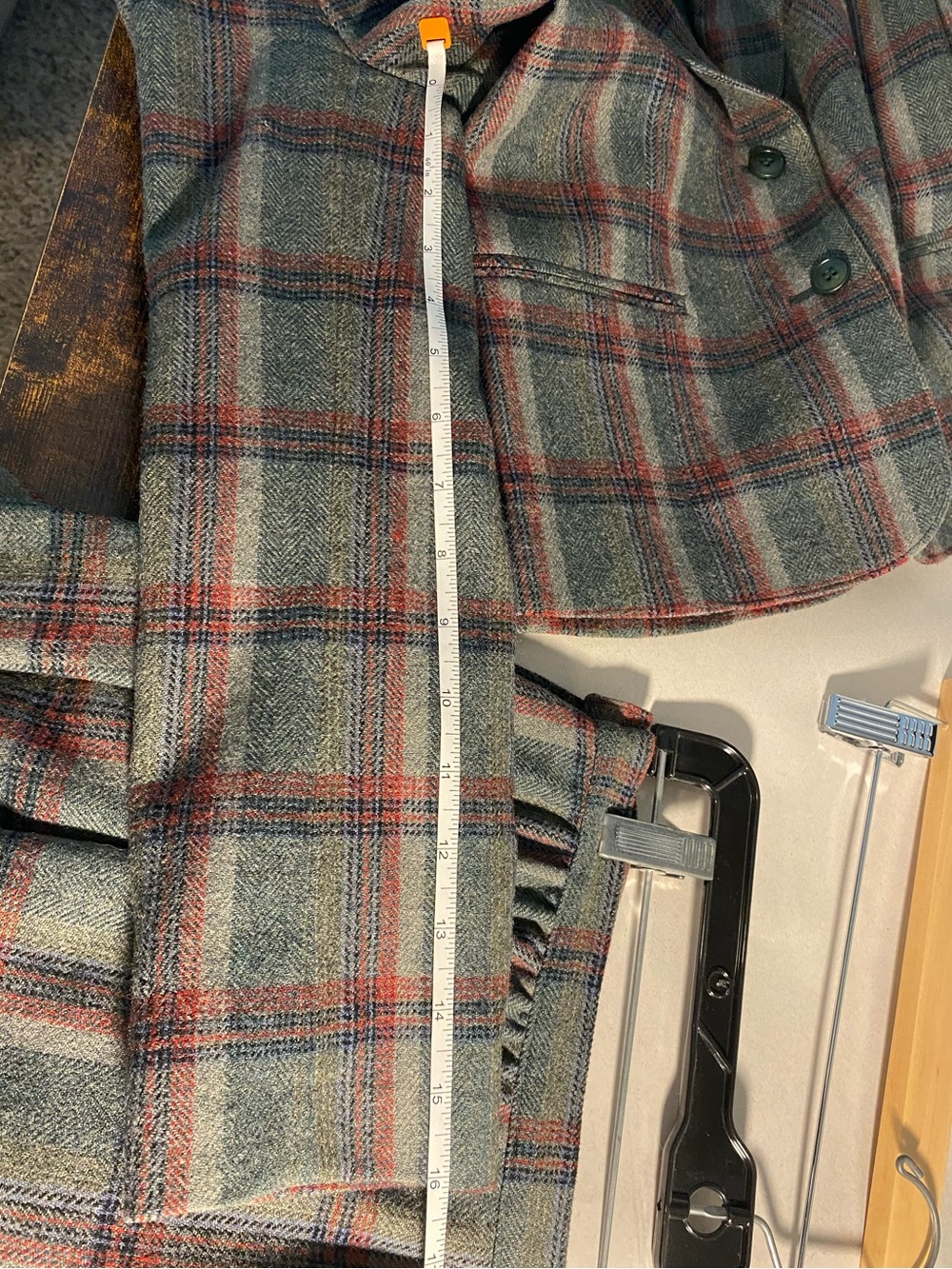 Vintage Pendleton Wool Green Plaid Blazer and Skirt Set - Picture 11 of 13